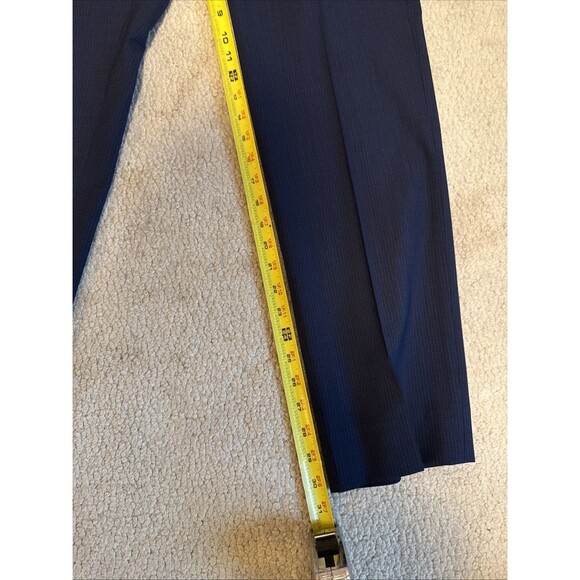 Theory Mayer Blue Wool Pattern Plaid Stretch Suit Pants | 33W - Picture 13 of 16